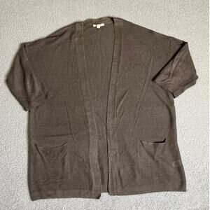 Eileen Fisher Tunic Cardigan Medium Linen Oversized 3/4 Sleeve Open Boho Beach